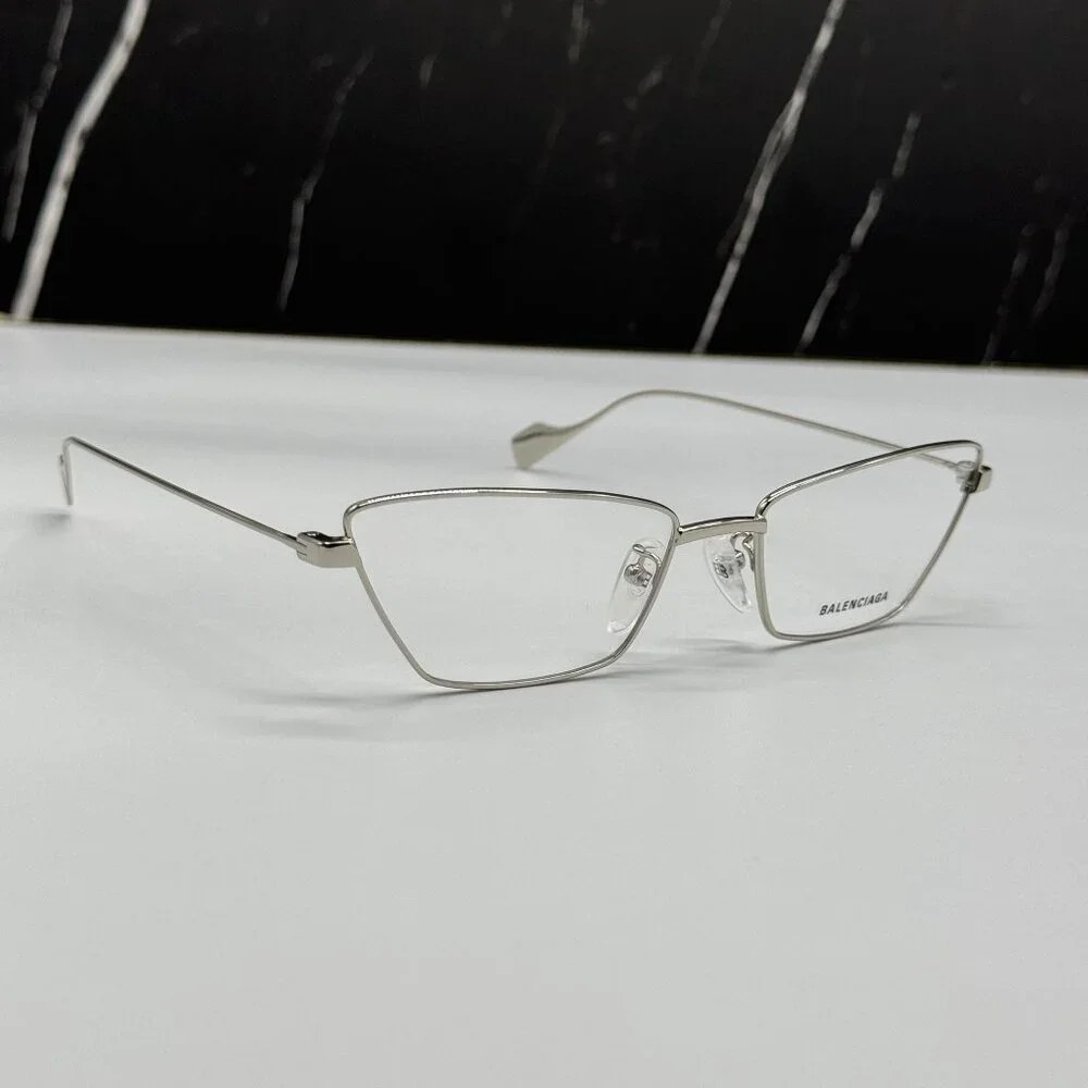 NEW BALENCIAGA BB0091O 002 CAT EYE SILVER WOMEN EYEGLASSES BALENCIAGA